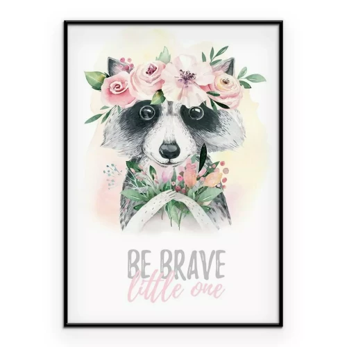 Poster Ein Waschbär mit einem Kranz auf dem Kopf und einer Inschrift