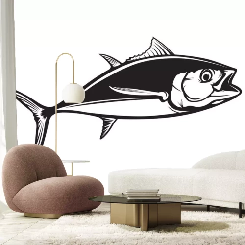 Sticker Fischgrafik eines Thunfischs mit dicken Umrissen