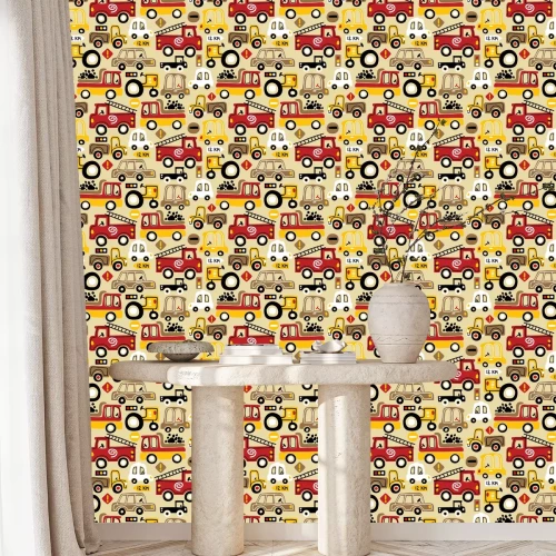 Tapete Seamless pattern vector with vehicles cartoon