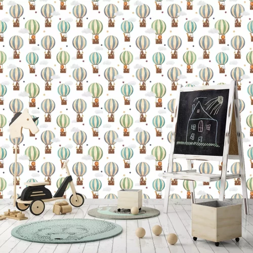 Tapete Fliegende Luftballons mit Tieren