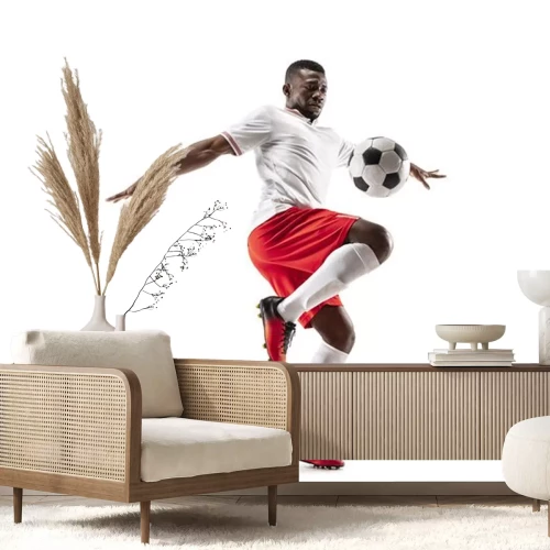 Sticker Afroamerikanischer Fußballspieler schlägt den Ball mit dem Knie