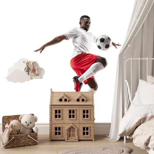 Sticker Afroamerikanischer Fußballspieler schlägt den Ball mit dem Knie