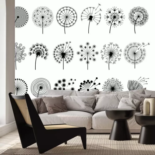 Sticker Schwarz-weiße Pusteblumen verschiedene Muster