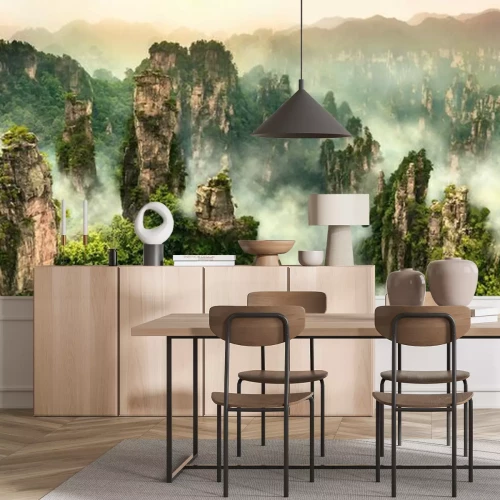 Sticker Asiatische neblige Landschaft