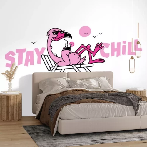Sticker Flamingo auf einem Liegestuhl