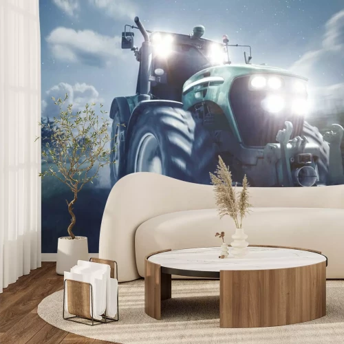 Fototapete 3d-Traktor im Dunkeln