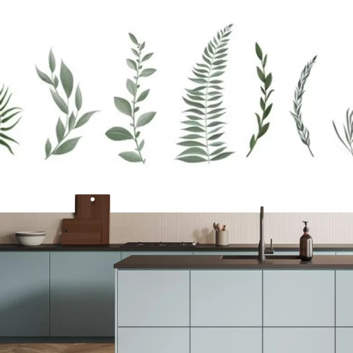 Sticker Vector designer elements set collection of greeng leaves herbs in watercolor style.