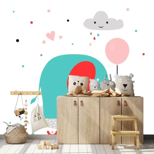 Sticker Türkisfarbener Elefant im skandinavischen Stil