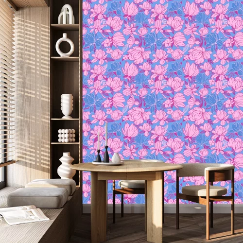 Tapete Seamless pattern with magnolia flowers. Vector illustration