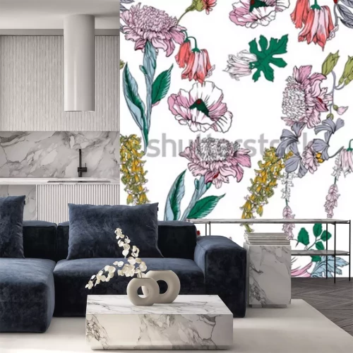 Sticker Blumen im botanischen Stil