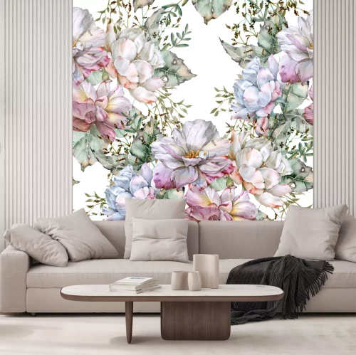 Sticker Blumen mit zarten Blättern im Aquarell-Stil