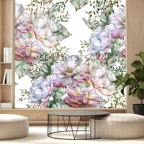 Sticker Üppige Blumen in Pastellfarben