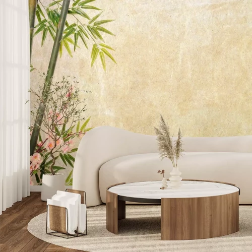 Sticker Bambus auf alten Grunge Papier Textur Hintergrund