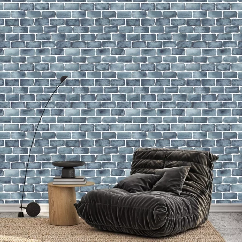 Tapete Aquarell-Fliesen dunkelblau