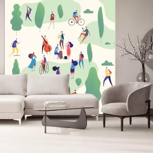 Sticker Musikband spielt im Park Grafik