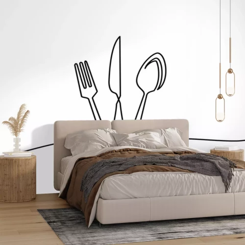 Sticker Messer Löffel Gabel minimalistische Grafik schwarz-weiß