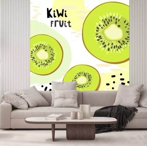 Sticker Geschnittene Kiwis bunte Grafik mit Worten