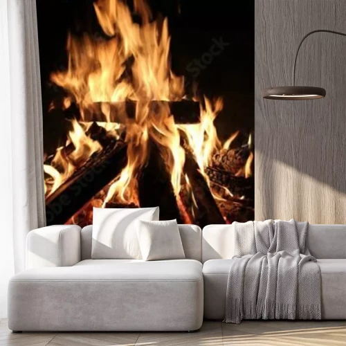 Sticker Brennendes Holz im Kamin