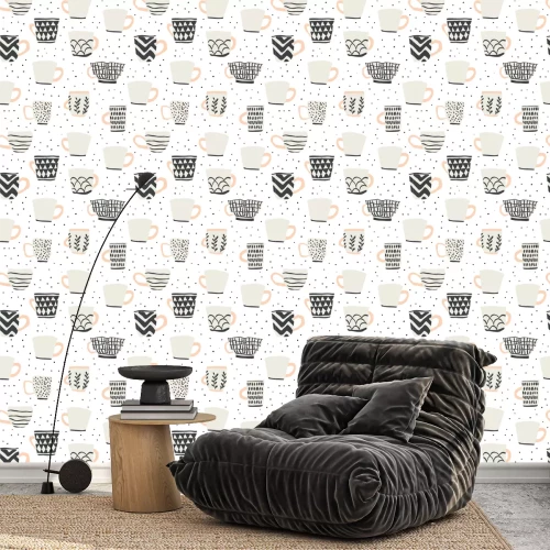 Tapete seamless pattern with scandinavian style cups