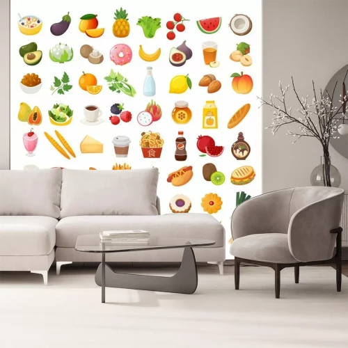 Sticker Leckeres Essen Sammlung von bunten kulinarischen Ikonen