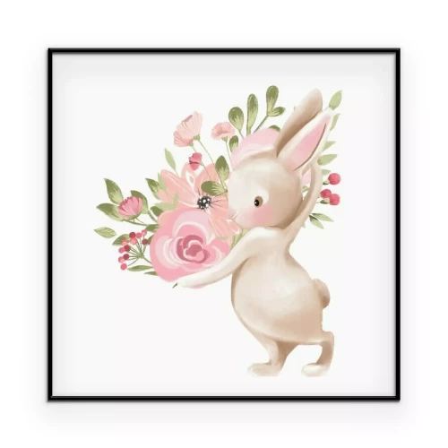 Poster Hase mit Blumen