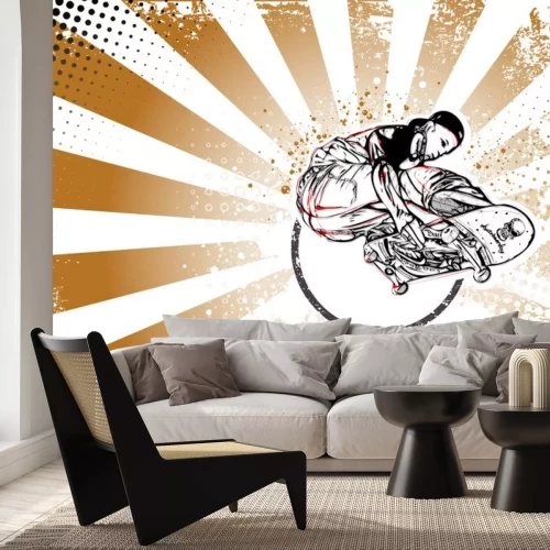 Sticker Skateboarder retro Hintergrund