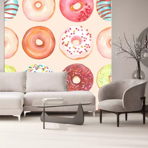 Sticker Süßigkeiten Donuts mit Zuckerguss und bunten Streuseln