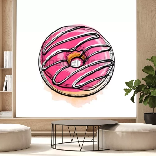 Sticker Krapfen mit Loch und rosa Glasur