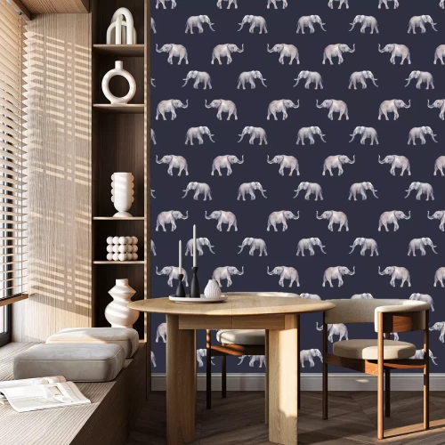 Tapete Realistische Elefanten auf dunklem Hintergrund