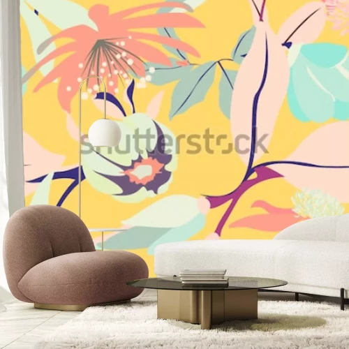 Sticker Blumen auf einer modernen Illustration