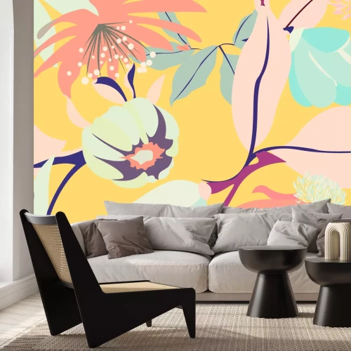 Sticker Blumen auf einer modernen Illustration