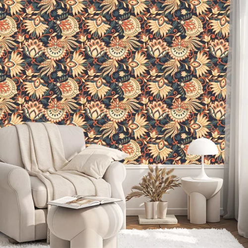 Tapete Blumenvektorillustration im Damaststil. ethnischer Hintergrund