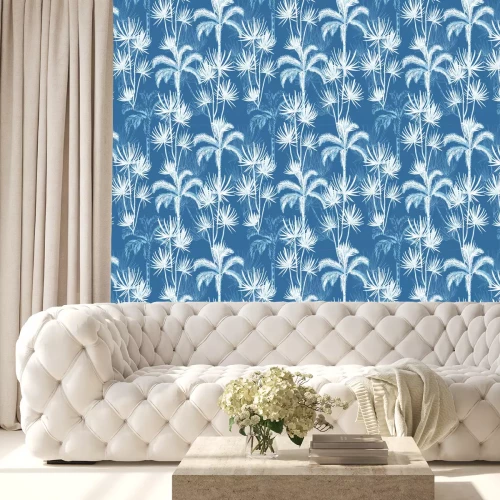 Tapete Sommer Hand gezeichnete Gekritzel Linie Skizze Plam und Kokospalmen, Insel Design für Mode, Stoff und alle Drucke