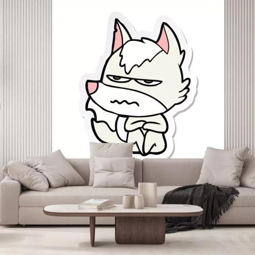 Sticker Weißer Wolf mit zusammengekniffenen Augen Grafik