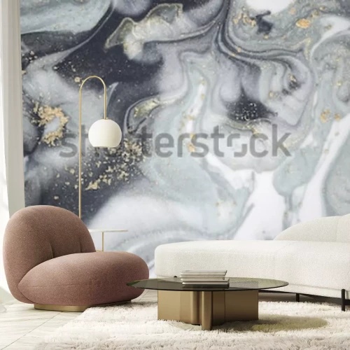 Fototapete Grauer Marmorimitat mit Goldstaub