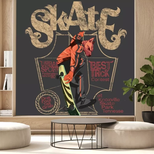 Sticker Skateboarding pit bull