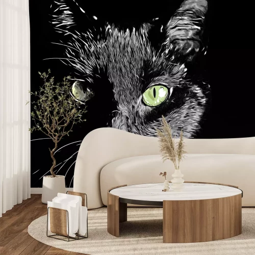 Sticker Porträt einer Katze mit glänzendem Fell