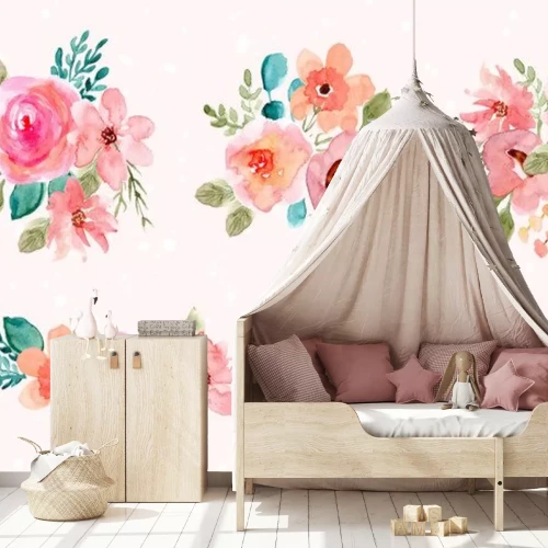 Sticker Pastellfarbene Blumengrafiken in Aquarell-Ästhetik