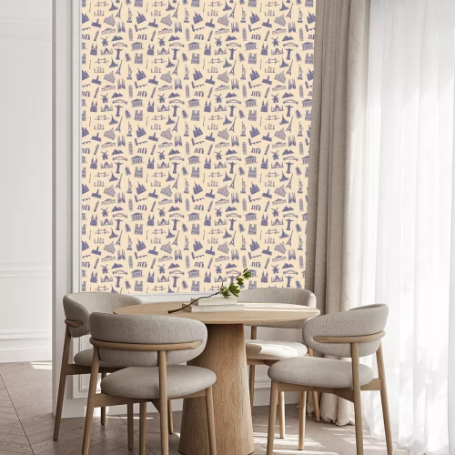 Tapete Nahtloser Hintergrund mit Touristenattraktionen und architektonischen Sehenswürdigkeiten