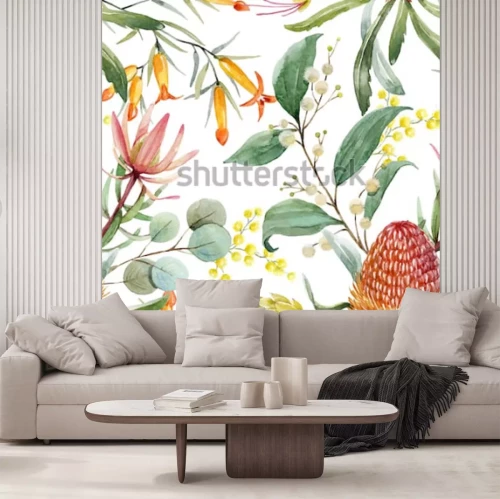 Sticker Tropische Blumen und belaubte Zweige