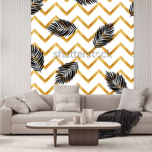 Fototapete Geometrisches Muster mit Blättern