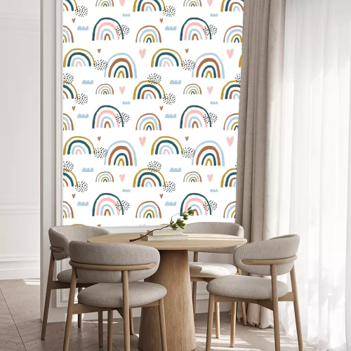 Tapete Bunte skandinavische Regenbögen für Kinder