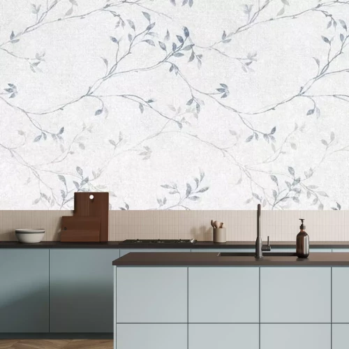 Sticker Zarte blaue Äste vor Betongrund