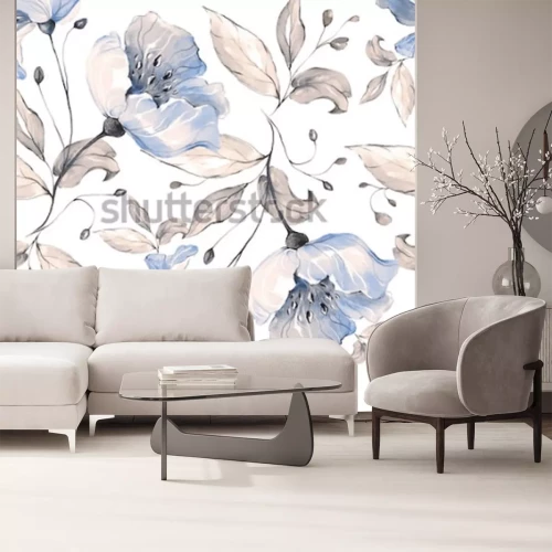 Sticker Vintage Blumen auf hellem Hintergrund