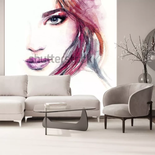 Fototapete Aquarellporträt eines Frauengesichts