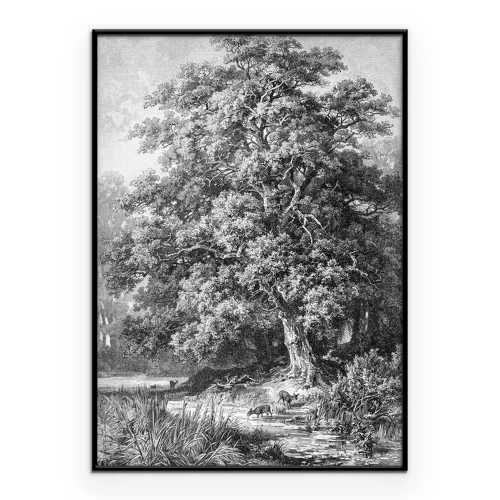 Poster Eine alte Gravur einer Landschaft