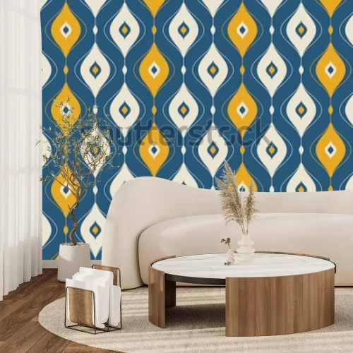 Fototapete Retro-Muster in Blau