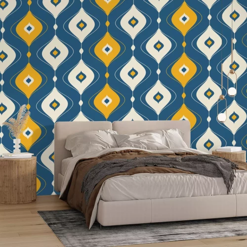 Fototapete Retro-Muster in Blau