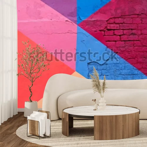 Fototapete Bunt bamalte alte Mauer