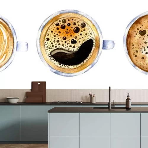 Sticker Drei Tassen Kaffee Aquarellzeichnung